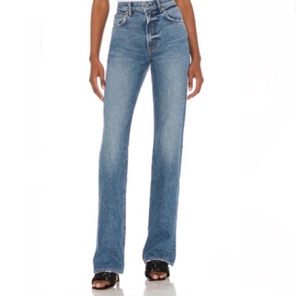GRLFRND Melanie high rise boot cut jean in catalina